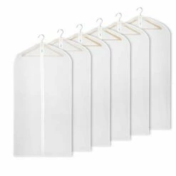 Univivi Hanging Garment Bag 43 Inch Suit Bag For Storage(Set Of 6) Washable Translucent Lightweight Garment Bags For Dress Suits, Jackets, T-Shirt, Sports Coats Etc.