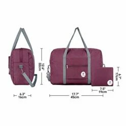 For Spirit Airlines Foldable Travel Duffel Bag Tote Carry On Luggage Sport Duffle Weekender Overnight For Women And Girls (3112 Wine Red) -Luggage Sales Shop 4192amgdExL