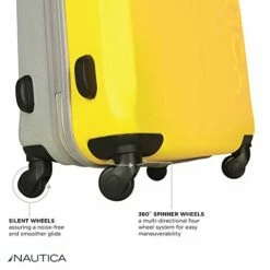 Nautica Hardside Carry On Luggage - 20 Inch Spinner Wheels Suitcase Lightweight Rolling Travel Bag For Under Seat, Yellow/Silver -Luggage Sales Shop 41BwiGXrQqL