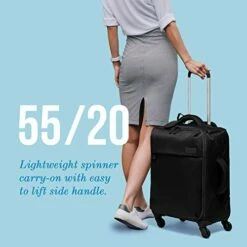 Lipault - Original Plume Spinner 55/20 Luggage - Carry-On Rolling Bag For Women - Black -Luggage Sales Shop 41Fj58EjktL