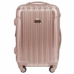 Kensie Women's Alma Hardside Spinner Luggage, Rose Gold, Carry-On 20-Inch