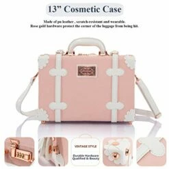 COTRUNKAGE 26 Inch Large Vintage Luggage Set 2 Pieces Rolling Suitcases For Women (13" & 26", Embossed Pink) -Luggage Sales Shop 41Ib4FqGbuL