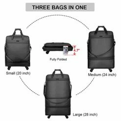 Hanke Expandable Foldable Suitcase Luggage Rolling Travel Bag Duffel Tote Bag For Men Women Lightweight Carry-on Suitcase Large Capacity Luggage With Universal Wheel(Black) -Luggage Sales Shop 41JQcai7SbL
