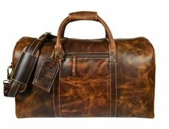 Leather Castle Genuine Vintage Men’s Duffel Sports Gym, Travel, Carry-on Luggage Bag, Light Brown -Luggage Sales Shop 41K 2BijlbL