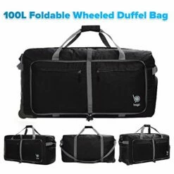Wheeled Duffle Bag Luggage - 100L Large Rolling Duffel Bag 30 Inch Folding Duffle Bag For Travel - Packable Duffle Bag With Rollers (Black) -Luggage Sales Shop 41K0simaB6L