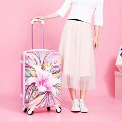 AO WEI LA OW Tourist Luggage Carry On Luggage With Spinner Wheels Rolling Suitcase For Women And Girls, Ascending Gardens Flowers (Pink ,20 Inch) -Luggage Sales Shop 41NGkZJhgAL