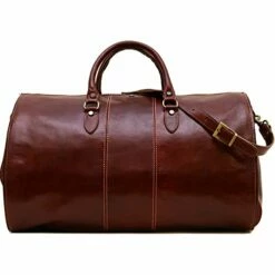 Venezia Garment Duffle Travel Bag Suitcase In Brown Full Grain Leather