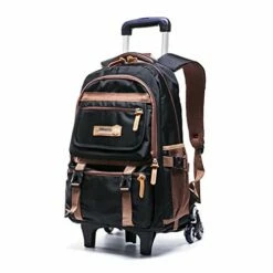 C-Xka Nylon Rolling Backpack Carry-On Luggage Travel Duffel Bag Wheeled Book Bag Detachable Dual