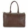 HADAKI Genuine Leather Duffel Carry On Hand Bag Cognac Brown