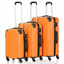 SSLine 3 Piece Luggage Sets Hardshell Spinner Luggages Swivel Wheels Suitcase Portable Rolling Trolley Case - 20" 24" 28" Spinner Suitcases Orange -Luggage Sales Shop 41TokjqX4KL