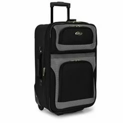 U.S. Traveler New Yorker Lightweight Softside Expandable Travel Rolling Luggage Set, Black/Grey, 4-Piece (15/21/25/29) -Luggage Sales Shop 41VvVJKT95L
