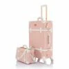 COTRUNKAGE 26 Inch Large Vintage Luggage Set 2 Pieces Rolling Suitcases For Women (13" & 26", Embossed Pink) -Luggage Sales Shop 41XMh18fS L