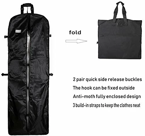 Magictodoor 60" Garment Bag Tri-Fold Gown Length W/Hanging Hook Large Pocket Destination Bag 6 Magictodoor 60" Garment Bag Tri-Fold Gown Length W/Hanging Hook Large Pocket Destination Bag - Image 4