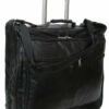Amerileather Cowhide Leather Black 21.5-inch Wheeled Garment Bag