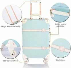 COTRUNKAGE 24 Inch Large Vintage Luggage Set 2 Pieces Rolling Suitcases For Women (13" & 24", Sky Blue) 11 COTRUNKAGE 24 Inch Large Vintage Luggage Set 2 Pieces Rolling Suitcases For Women (13" & 24", Sky Blue) -Luggage Sales Shop 41gm iIxIAL