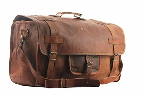 Cuero 20" Mens Retro Style Carry On Luggage Flap Duffel Leather Duffel Bag 3 Cuero 20" Mens Retro Style Carry On Luggage Flap Duffel Leather Duffel Bag
