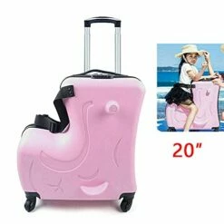 Fetcoi 20" Travel Luggage Rolling Suitcase Ride On Cartoon Luggage ABS+PU Unisex Case Pink -Luggage Sales Shop 41naUrJ6QkS