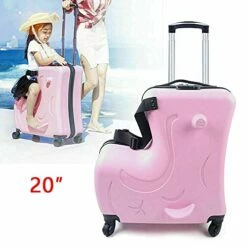 Fetcoi 20" Travel Luggage Rolling Suitcase Ride On Cartoon Luggage ABS+PU Unisex Case Pink -Luggage Sales Shop 41og 7jDX7S