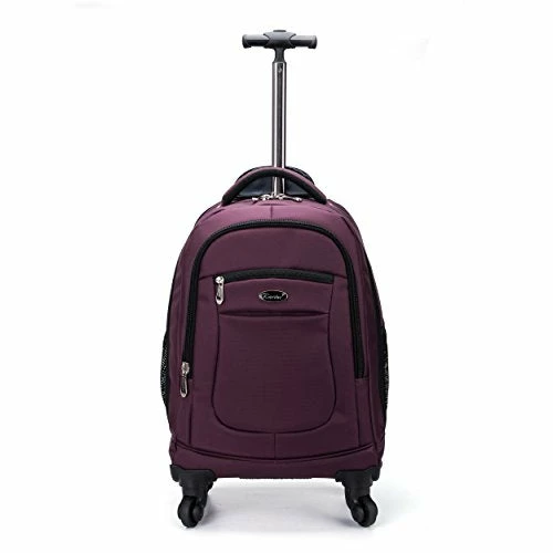 Racini Nylon Waterproof Rolling Backpack, Freewheel Travel Wheeled Backpack, Carry-on Luggage With Anti-Theft Zippers(Purple) -Luggage Sales Shop 41pyAA uwSL