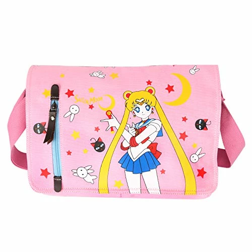 JOCHUI Canvas Anime Messenger Bag Girls Shoulder Bag Satchel School Bag Pink 3 JOCHUI Canvas Anime Messenger Bag Girls Shoulder Bag Satchel School Bag Pink