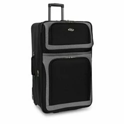 U.S. Traveler New Yorker Lightweight Softside Expandable Travel Rolling Luggage Set, Black/Grey, 4-Piece (15/21/25/29) -Luggage Sales Shop 41wkC6PPIGL