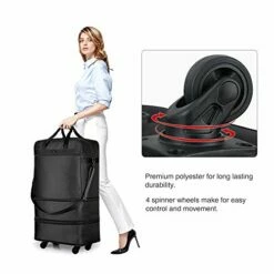 Hanke Expandable Foldable Suitcase Luggage Rolling Travel Bag Duffel Tote Bag For Men Women Lightweight Carry-on Suitcase Large Capacity Luggage With Universal Wheel(Black) -Luggage Sales Shop 41xwUn5gYmL