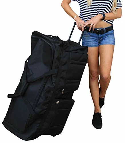 Gothamite 36-inch Rolling Duffle Bag With Wheels | Luggage Bag | Hockey Bag | XL Duffle Bag With Rollers | Heavy Duty 1200D Polyester (Black) 5 Gothamite 36-inch Rolling Duffle Bag With Wheels | Luggage Bag | Hockey Bag | XL Duffle Bag With Rollers | Heavy Duty 1200D Polyester (Black) - Image 3