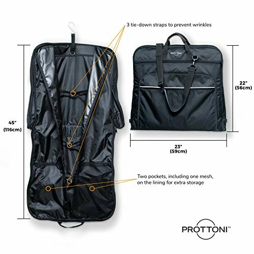 Prottoni 44-inch Garment Bag For Travel – Water-Resistant Carry-On Suit Carrier 5 Prottoni 44-inch Garment Bag For Travel – Water-Resistant Carry-On Suit Carrier - Image 3