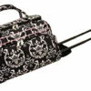 Jenni Chan Damask Deluxe Carry-All Rolling Duffel, Black/Pink, One Size -Luggage Sales Shop 511d3kgS1nL
