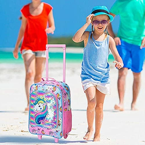 Kids Suitcase, Rolling Luggage With Wheels For Girls - Unicorn 5 Kids Suitcase, Rolling Luggage With Wheels For Girls - Unicorn - Image 3