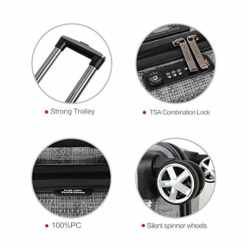 Carry On Luggage With Spinner Wheels And Integrated Weight Scale Built In TSA Lock Hard Shell Lightweight PC 20 Inch Rolling Travel Suitcase Small Cabin 5 Carry On Luggage With Spinner Wheels And Integrated Weight Scale Built In TSA Lock Hard Shell Lightweight PC 20 Inch Rolling Travel Suitcase Small Cabin - Image 3