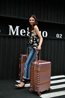 Sondre X Luggage Rolling Wheels Old Fashion Trunk Suitcase PC ABS Spinner Hardshell Carry On With TSA Lock 20" 24" 26" 29"(White) 17 Sondre X Luggage Rolling Wheels Old Fashion Trunk Suitcase PC ABS Spinner Hardshell Carry On With TSA Lock 20" 24" 26" 29"(White) -Luggage Sales Shop 517g0l31zJL