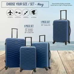 Travelers Club Shannon Hardside Expandable Spinner Luggage, Navy Blue, Carry-On 20-Inch -Luggage Sales Shop 518Hz6MEiJL