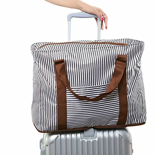 FakeFace Durable Waterproof Oxford Striped Travel Duffle Tote Carry On Duffel Bag For Women Men 4 FakeFace Durable Waterproof Oxford Striped Travel Duffle Tote Carry On Duffel Bag For Women Men - Image 2