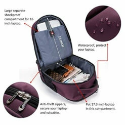 Racini Nylon Waterproof Rolling Backpack, Freewheel Travel Wheeled Backpack, Carry-on Luggage With Anti-Theft Zippers(Purple) -Luggage Sales Shop 51DQ 8epSbL