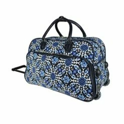 Exotic Wild Floral Medallion Motif Rolling Lightweight Carry On Duffel Bag, Modern Graphic Tribal -Luggage Sales Shop 51FRRtqemvL