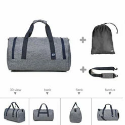 BAGSMART Travel Duffel Bag Large Weekender Bag Carry-on Luggage With Shoe Bag 40L, Grey -Luggage Sales Shop 51FtmIG9e0L