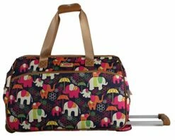 Lily Bloom Luggage Designer Pattern Suitcase Wheeled Duffel Carry On Bag (14in, Elephant Rain) -Luggage Sales Shop 51L 2BLmt67UL