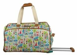 Lily Bloom Luggage Designer Pattern Suitcase Wheeled Duffel Carry On Bag (14in, Beach House)