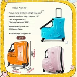 LYNICESHOP 20" Kids Suitcase Luggage Kids Ride On Suitcase Children Travel Suitcase With Sturdy Spinner Wheels, Good Idea For Kids School Suitcase Increase Travel Fun—Orange -Luggage Sales Shop 51Nc5oPmu1S