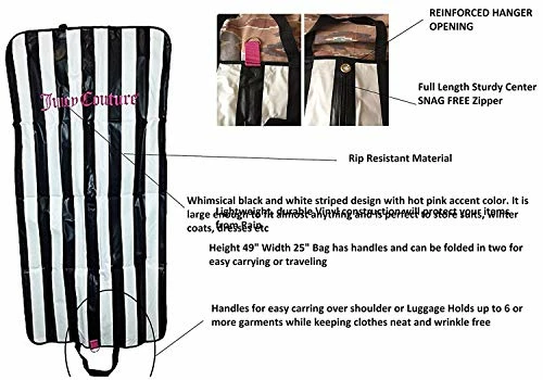 Juicy Couture 49" Foldover Garment Bags With Handles Travel Zip-up Dress, Suit, Gown Carrier Travel 8 Juicy Couture 49" Foldover Garment Bags With Handles Travel Zip-up Dress, Suit, Gown Carrier Travel - Image 6