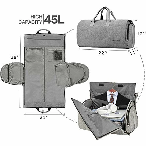 Convertible Garment Bag With Shoulder Strap, Modoker Carry On Garment Duffel Bag For Men Women - 2 In 1 Hanging Suitcase Suit Travel Bags 5 Convertible Garment Bag With Shoulder Strap, Modoker Carry On Garment Duffel Bag For Men Women - 2 In 1 Hanging Suitcase Suit Travel Bags - Image 3