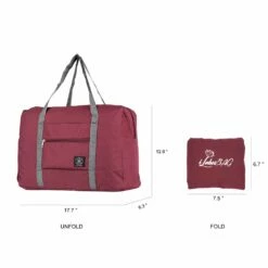 ILotusBAG Travel Foldable Duffel Bag For Women & Men,Lightweight Waterproof Carry-on Bag,Travel Luggage For Sports Gym,Travel Tote Luggage Bag(Wine Red) -Luggage Sales Shop 51POMyOzedL