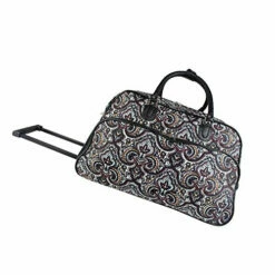 Tribal Paisley Floral Medallion Design Rolling Lightweight Carry On Duffel Bag, Lush Modern -Luggage Sales Shop 51Pd7judy4L