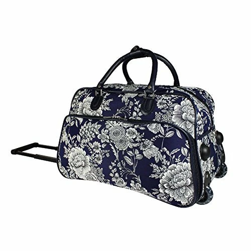 Vibrant Garden Floral Bouquet Motif Rolling Lightweight Carry On Duffel Bag, Printed Modern Graphic 5 Vibrant Garden Floral Bouquet Motif Rolling Lightweight Carry On Duffel Bag, Printed Modern Graphic - Image 3