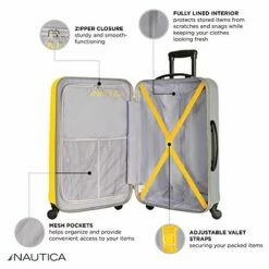 Nautica Hardside Carry On Luggage - 20 Inch Spinner Wheels Suitcase Lightweight Rolling Travel Bag For Under Seat, Yellow/Silver -Luggage Sales Shop 51RqYLeGYrL