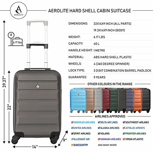 Large Capacity Maximum Allowance 22x14x9 Built-in TSA Airline Approved Delta United Southwest Carry On Luggage Trolley Rolling Suitcase Body Size 19.3x14x9in | Small Hard Shell Underseat Bag 16x10x8in 4 Large Capacity Maximum Allowance 22x14x9 Built-in TSA Airline Approved Delta United Southwest Carry On Luggage Trolley Rolling Suitcase Body Size 19.3x14x9in | Small Hard Shell Underseat Bag 16x10x8in - Image 2