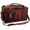 21 Inch Mens Retro Style Carry On Luggage Flap Duffel Leather Duffel Bag By TOM&CLOVERS BAGS
