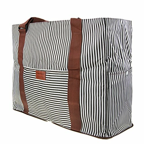 FakeFace Durable Waterproof Oxford Striped Travel Duffle Tote Carry On Duffel Bag For Women Men 6 FakeFace Durable Waterproof Oxford Striped Travel Duffle Tote Carry On Duffel Bag For Women Men - Image 4