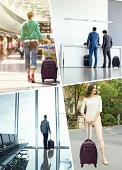 Racini Nylon Waterproof Rolling Backpack, Freewheel Travel Wheeled Backpack, Carry-on Luggage With Anti-Theft Zippers(Purple) -Luggage Sales Shop 51XH1J4HxML